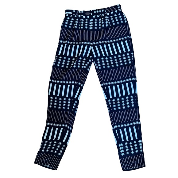 Steven Alan Pants - Steven Alan James Pants, Sun Dash Print Silk Navy Blue and White Graphic Size 4